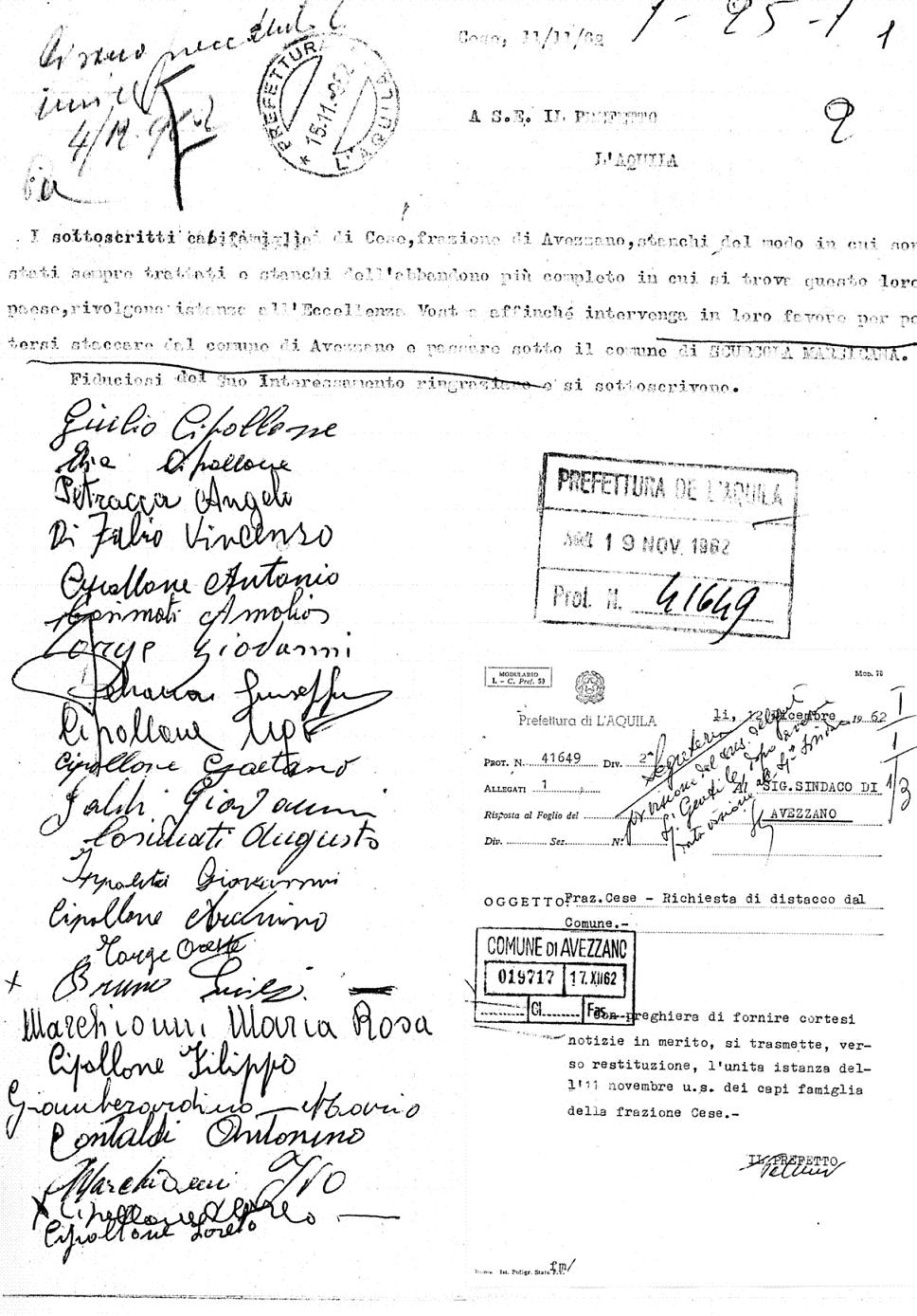 Quando nel 1962 volevamo staccarci da&nbsp;Avezzano